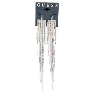 Guess Long Drop Dangling Silver Earrings NWT